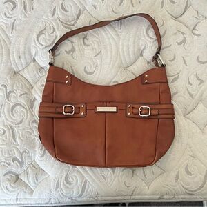 Etienne Aigner Brown Shoulder Bag with Buckle Accents